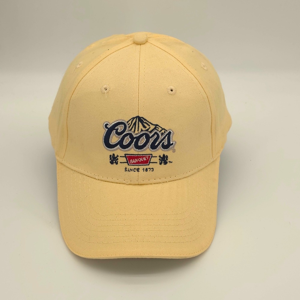 Coors Banquet Hat Cap Mens Strap Back Yellow Beer Promo Baseball Acme